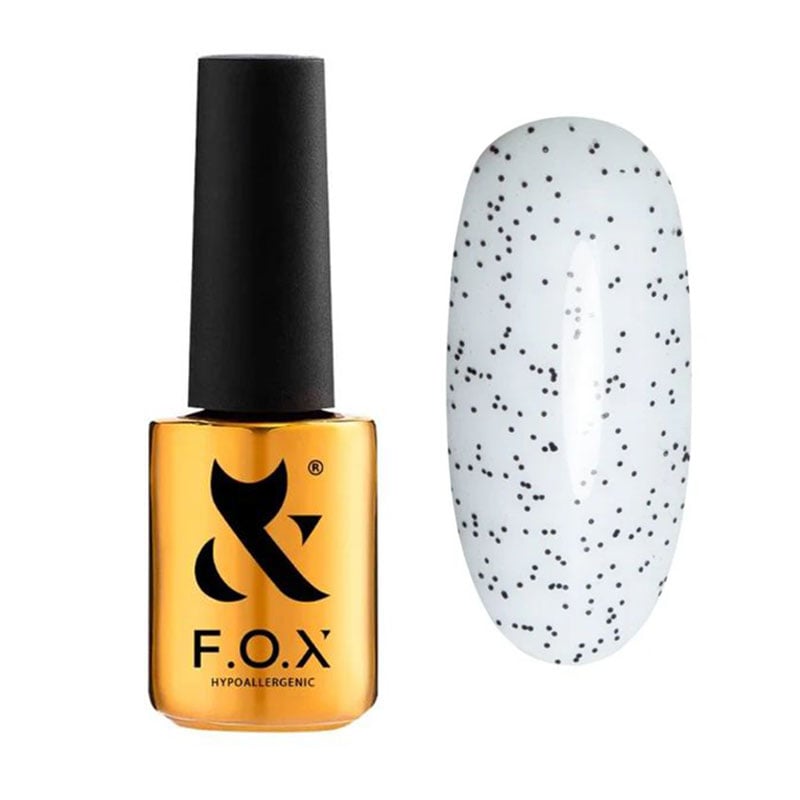 Топ для гель-лаку F.O.X Top Dot Black з чорними крапками, з УФ-фільтром, 7 мл